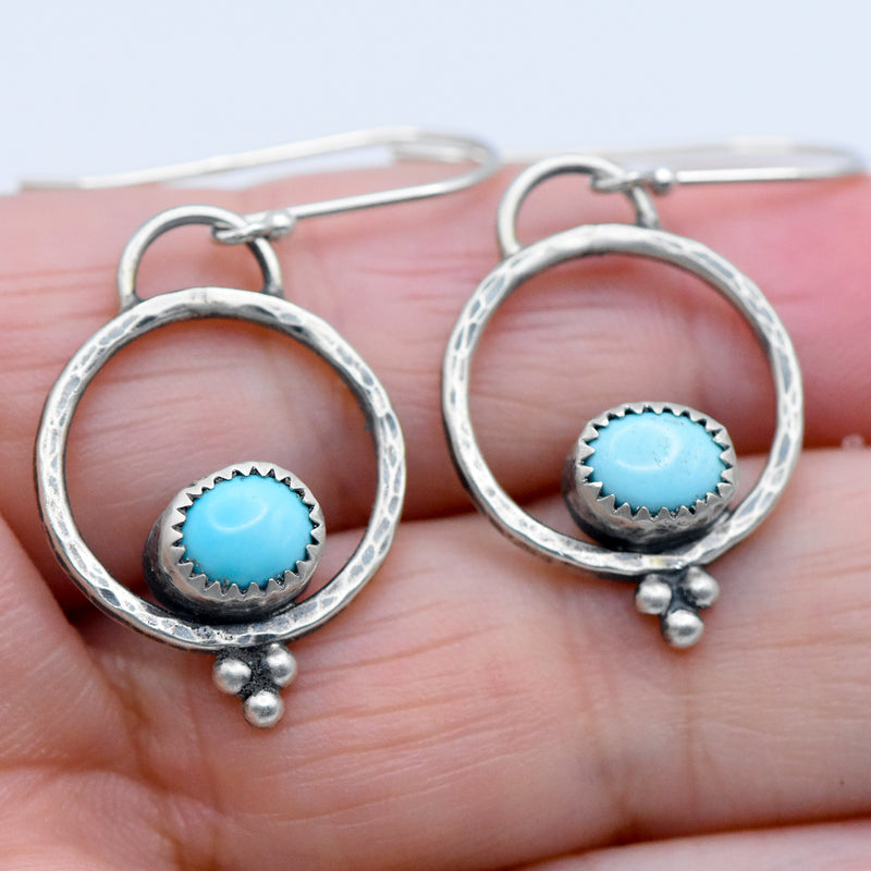 Dry Creek Turquoise & Sterling Silver Hoops Earrings