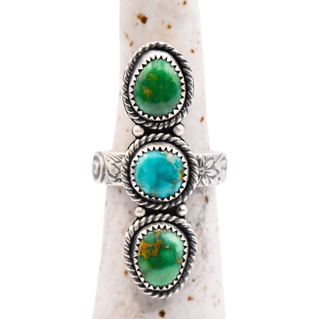 annual_rings365 ドゥルージー Emerald Valley Turquoise Triple Stacked Ring / U.S. Size 6 1