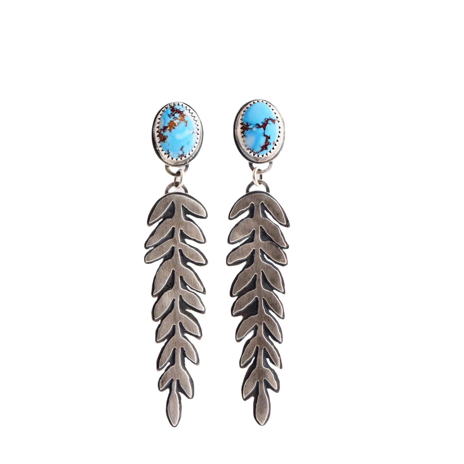 Golden Hill Turquoise Fern Leaf Post Earrings