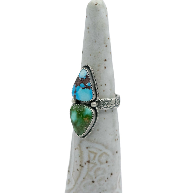 Golden Hills Turquoise & Sterling Silver Simple Ring  / U.S. Size 7 3/4