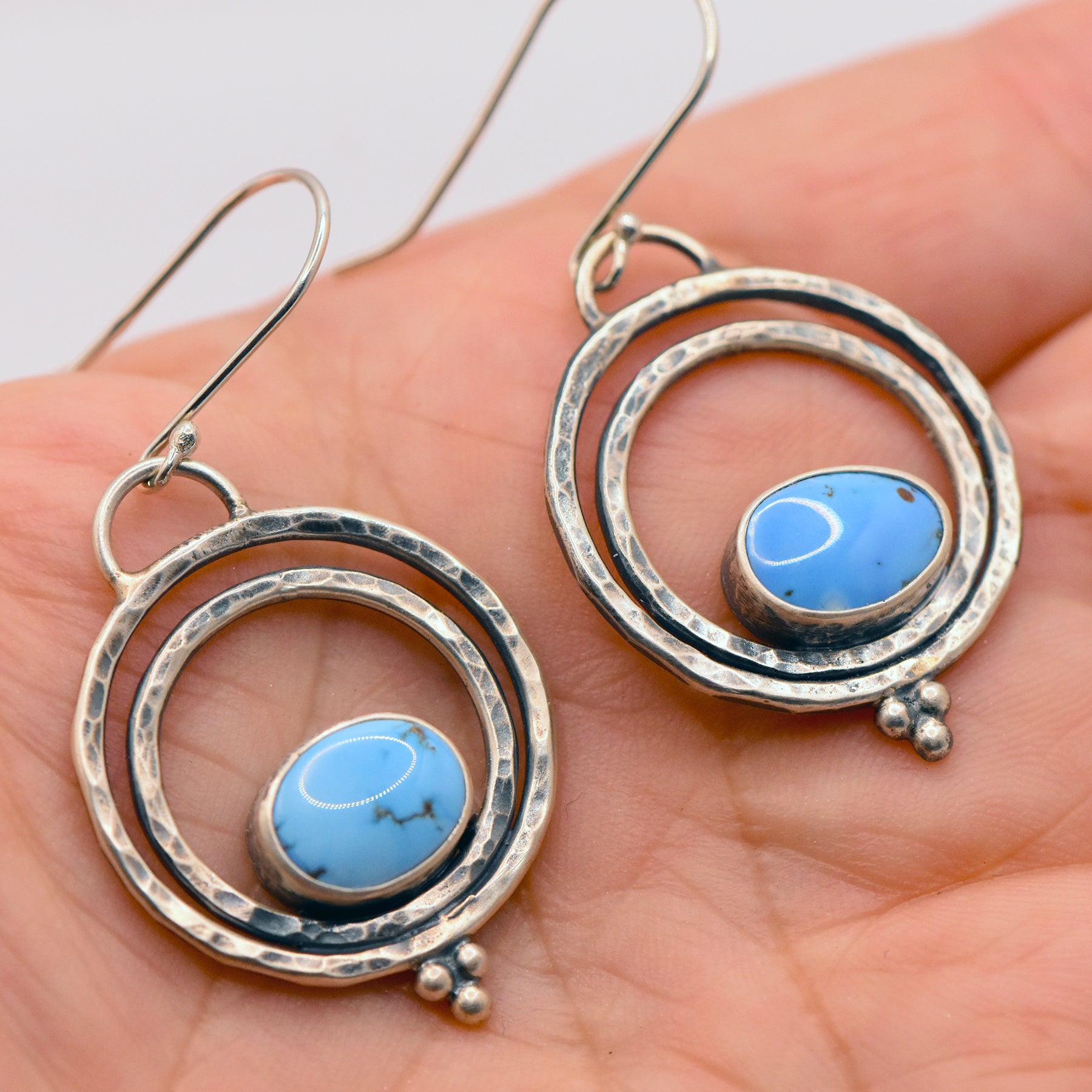 Golden Hills Turquoise & Sterling Silver Double Hoop Earrings