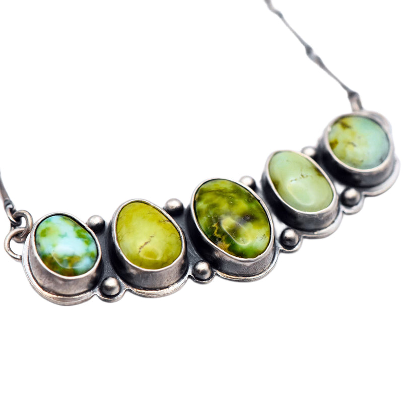 Sonoran Gold & Verde Valley Turquoise Stone Collector Bar Necklace
