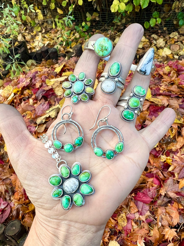 Verde Valley Turquoise & Sterling Silver Hoops Earrings