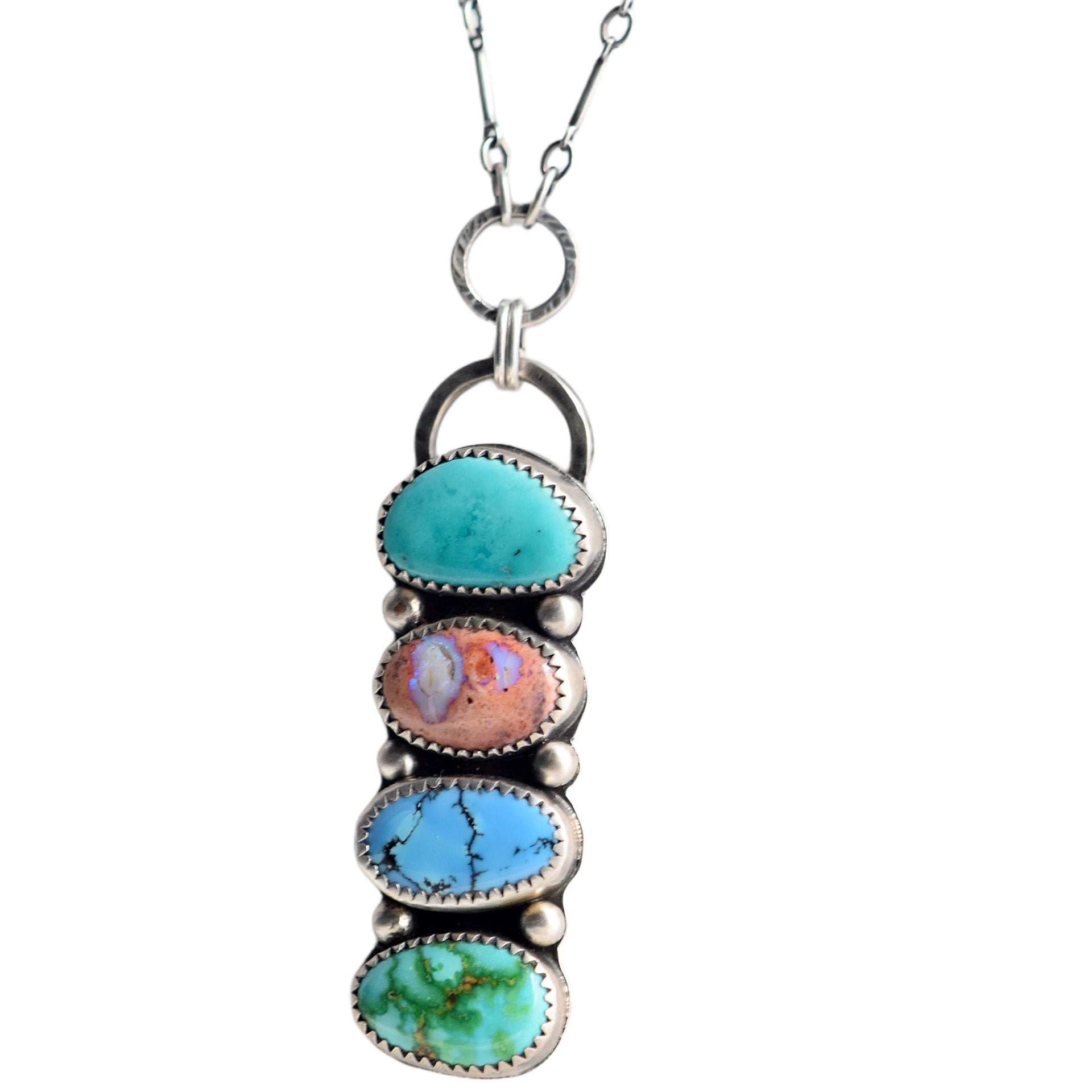 Stone Collector Necklace with Turquoise & Mexican Fire Opal