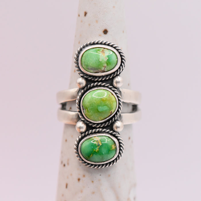 Verde Valley Turquoise Triple Stone Ring  / U.S. Size 7