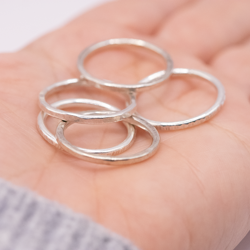 MADE TO ORDER: Sterling Silver Hammered Stacker Rings