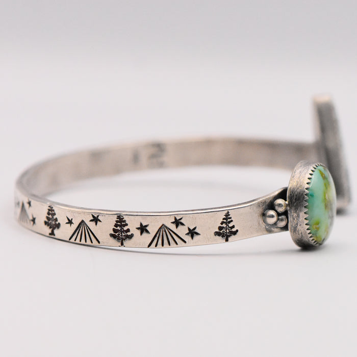 Verde Valley & White Buffalo Turquoise Sterling Silver Reverse Cuff