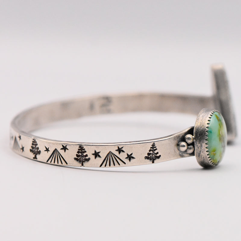Verde Valley & White Buffalo Turquoise Sterling Silver Reverse Cuff