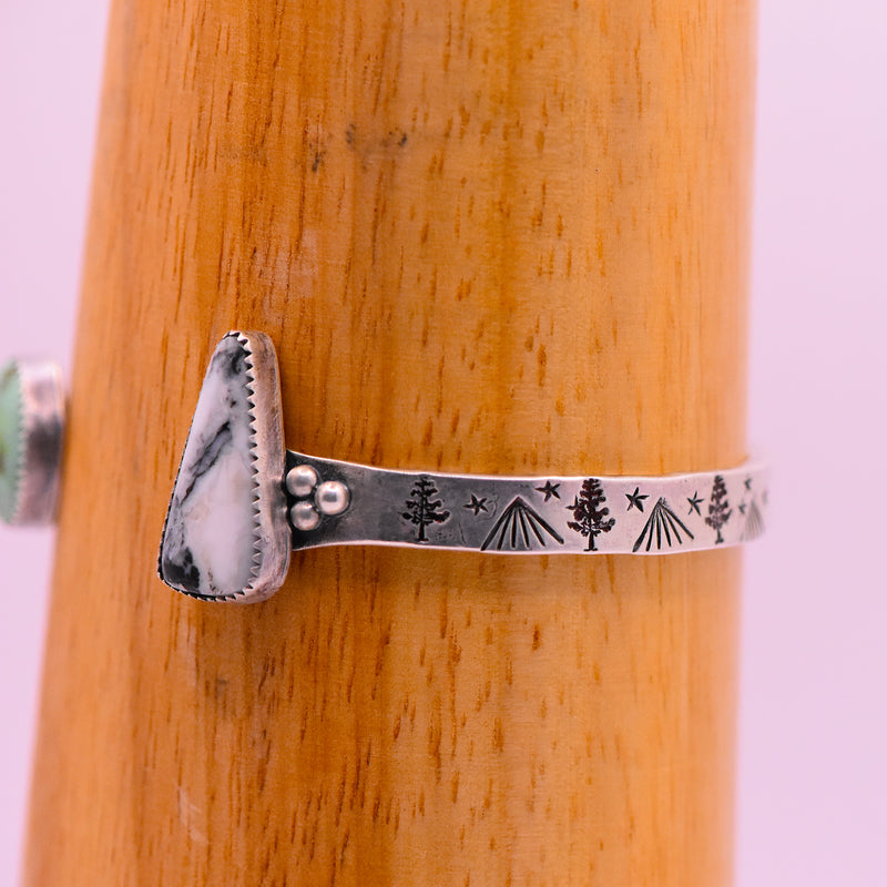 Verde Valley & White Buffalo Turquoise Sterling Silver Reverse Cuff