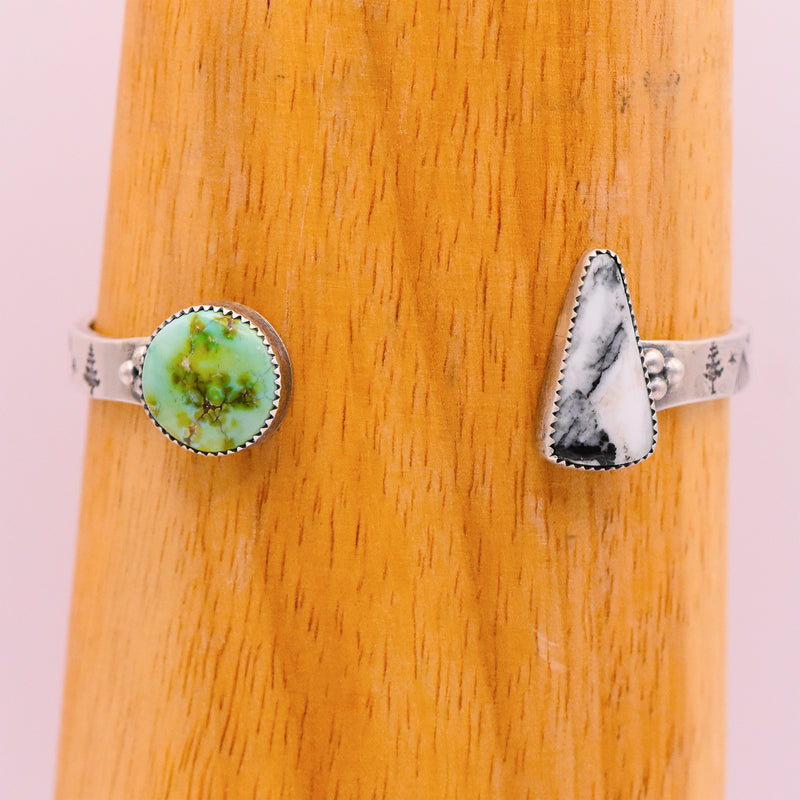 Verde Valley & White Buffalo Turquoise Sterling Silver Reverse Cuff
