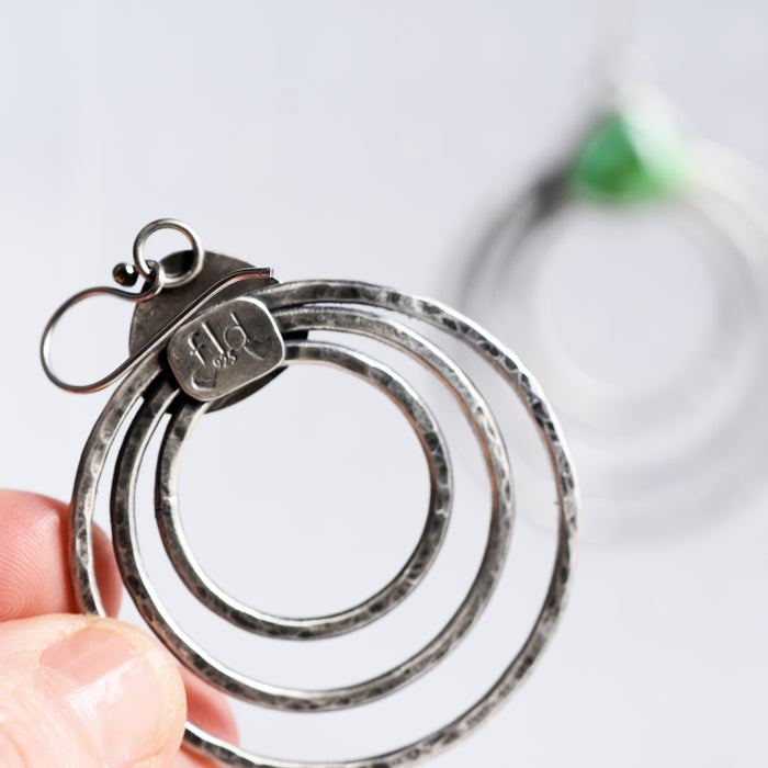 Ripple Hoops - Sterling Silver & Verde Valley Turquoise