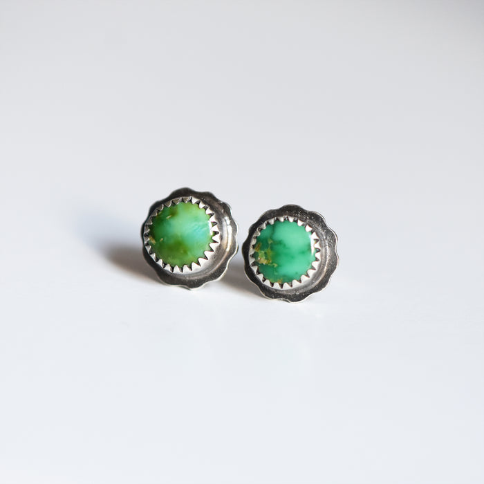 Emerald Valley Turquoise Sterling Silver Scalloped Studs