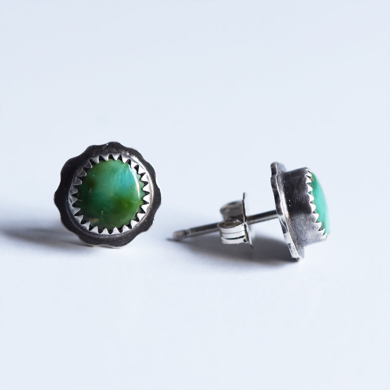 Emerald Valley Turquoise Sterling Silver Scalloped Studs