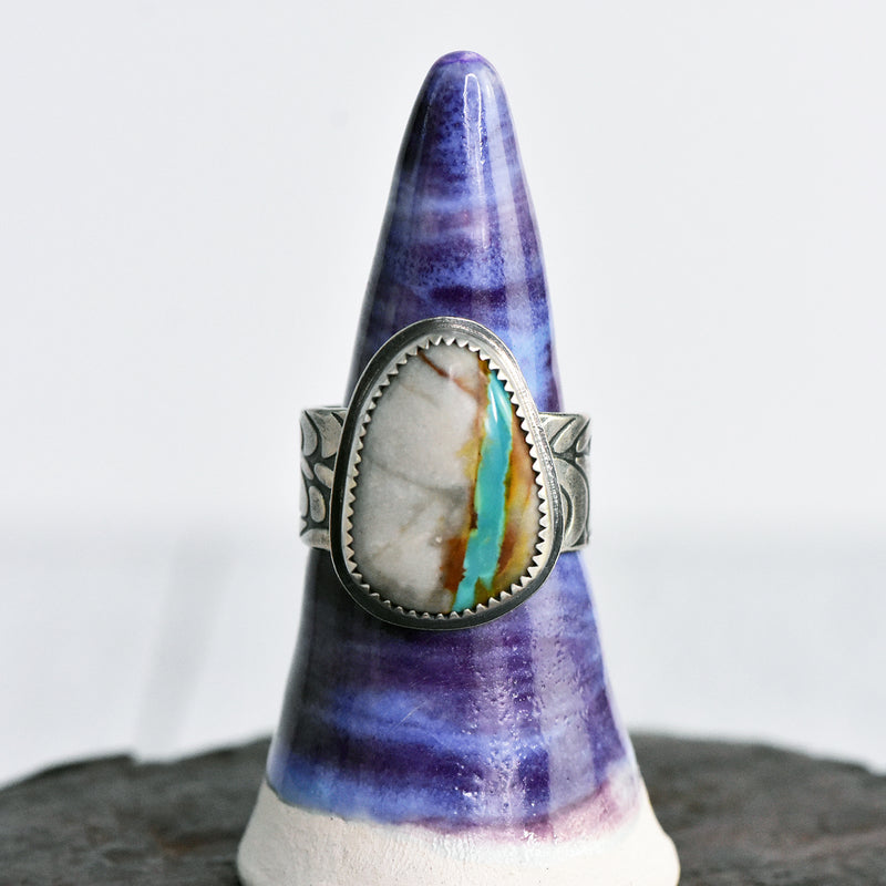 Royston Ribbon Turquoise and Sterling Silver Ring - U.S. Size 10