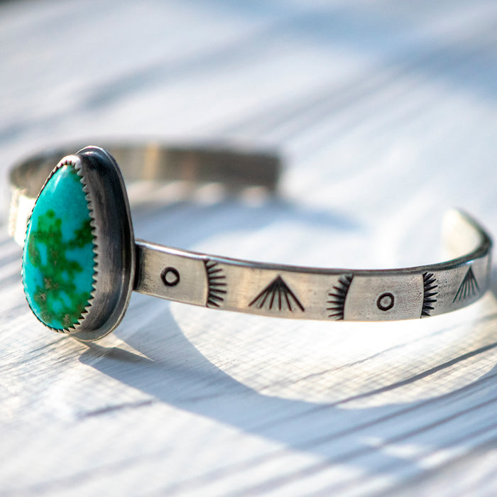 Stamped Sterling Silver Cuff with Sonoran Gold Turquoise