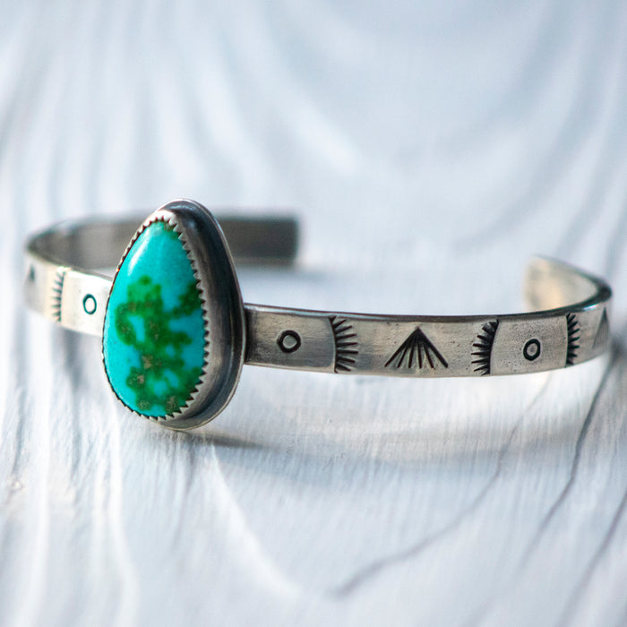 Stamped Sterling Silver Cuff with Sonoran Gold Turquoise