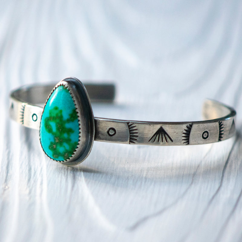 Stamped Sterling Silver Cuff with Sonoran Gold Turquoise