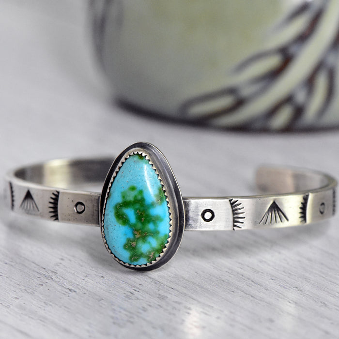 Stamped Sterling Silver Cuff with Sonoran Gold Turquoise