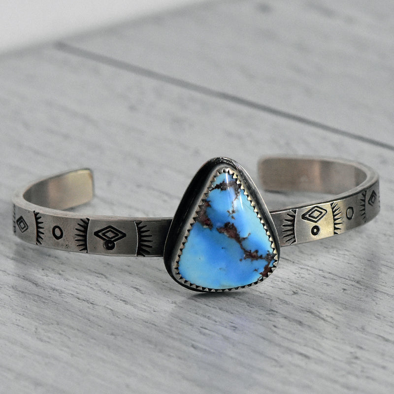 Stamped Sterling Silver Cuff with Golden Hills Turquoise