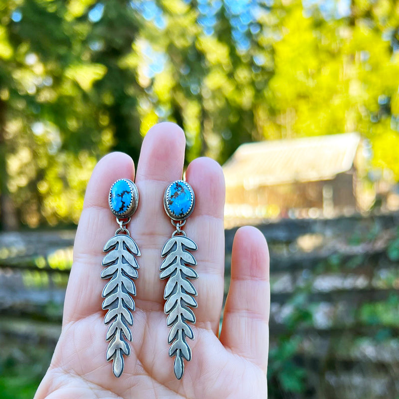 Golden Hill Turquoise Fern Leaf Post Earrings