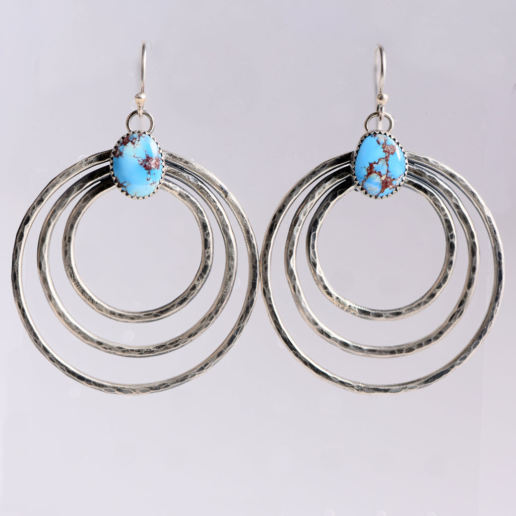 Turquoise gemstone silver hoop earrings outlet