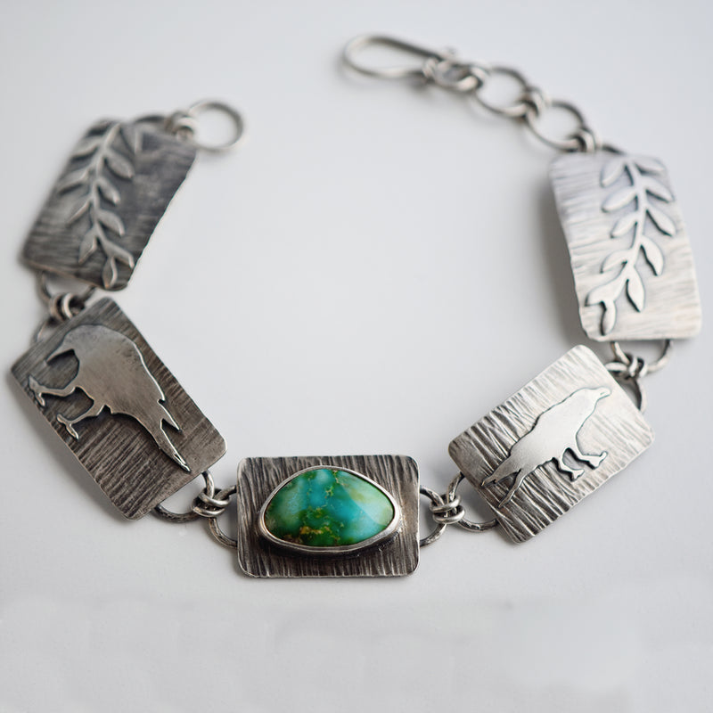 Raven Magic Sterling Silver & Sonoran Gold Turquoise Bracelet