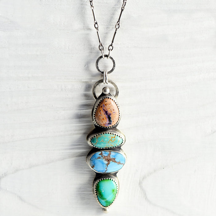 Stone Collector Necklace with Turquoise & Mexican Fire Opal