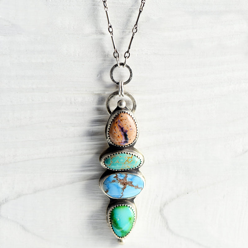 Stone Collector Necklace with Turquoise & Mexican Fire Opal
