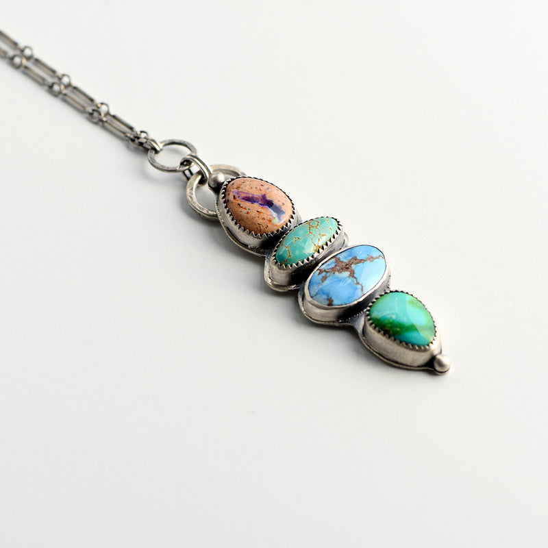 Stone Collector Necklace with Turquoise & Mexican Fire Opal