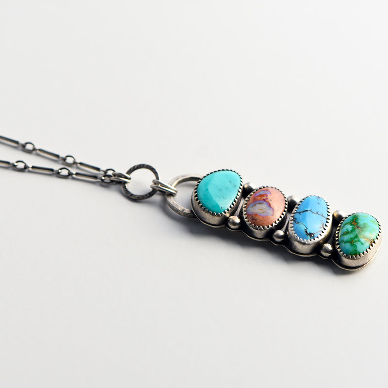 Stone Collector Necklace with Turquoise & Mexican Fire Opal