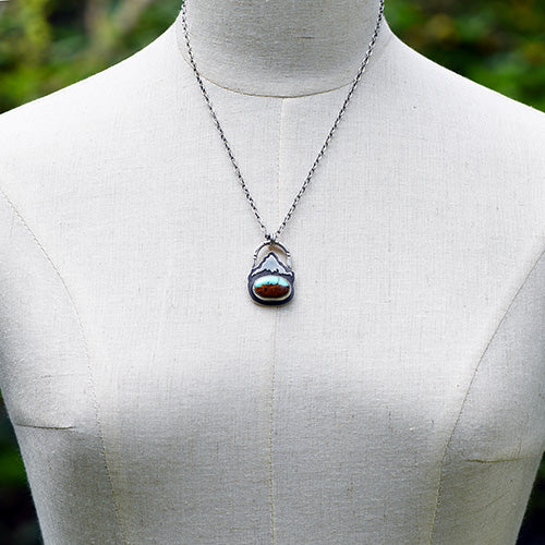 Mountain Keeper // Mt. Hood // Sterling Silver & Royston Ribbon Turquoise Necklace