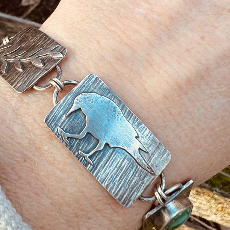 Raven Magic Sterling Silver & Sonoran Gold Turquoise Bracelet