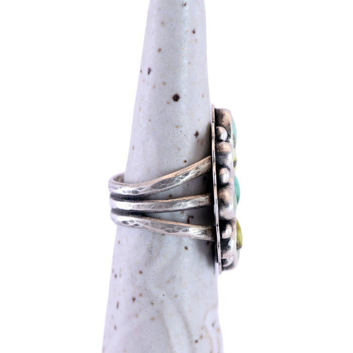 Blooming Stone Ring / Sterling Silver Ring / Verde Valley, Emerald Valley Turquoise & Palamino Variscite  / U.S. Size 7