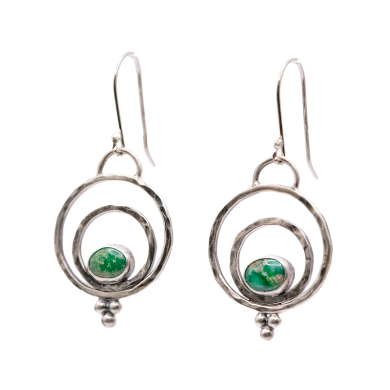 Emerald Valley Turquoise & Sterling Silver Orbit Earrings