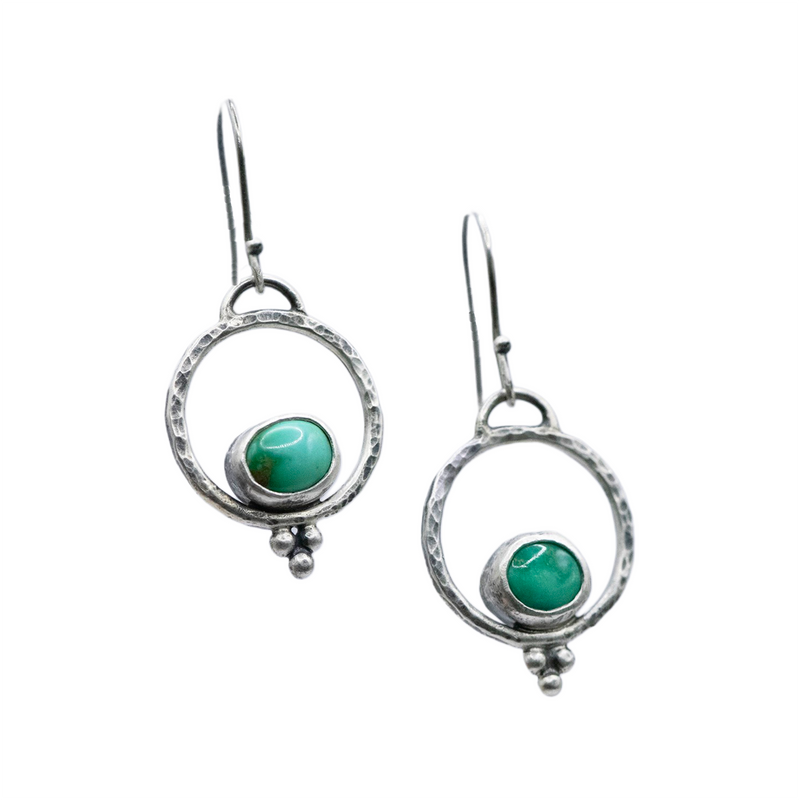 Emerald Valley Turquoise & Sterling Silver Orbit Earrings