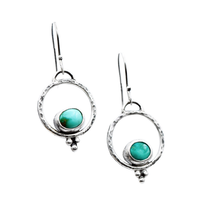 Emerald Valley Turquoise & Sterling Silver Orbit Earrings