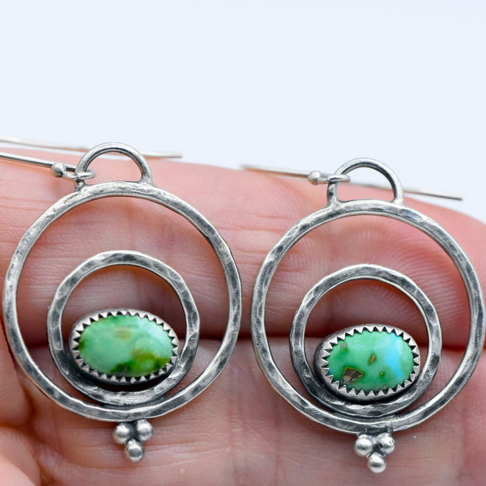 Emerald Valley Turquoise & Sterling Silver Orbit Earrings