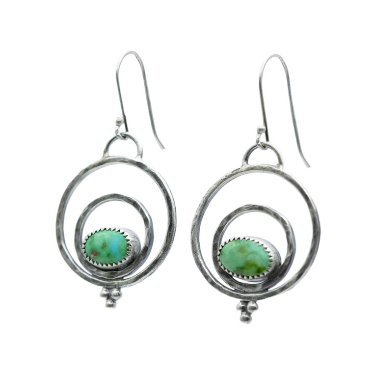 Emerald Valley Turquoise & Sterling Silver Orbit Earrings