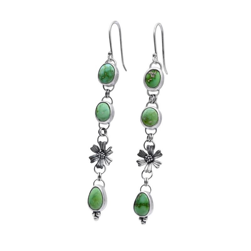 Verde Valley Turquoise & Sterling Silver Flower Earrings