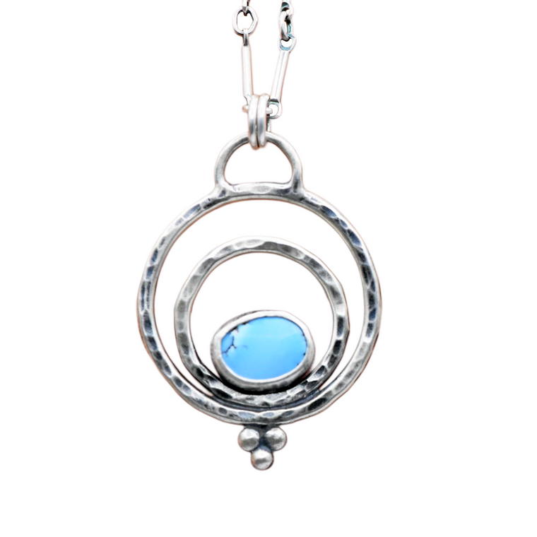 Golden Hills Turquoise Sterling Silver Orbit Pendant