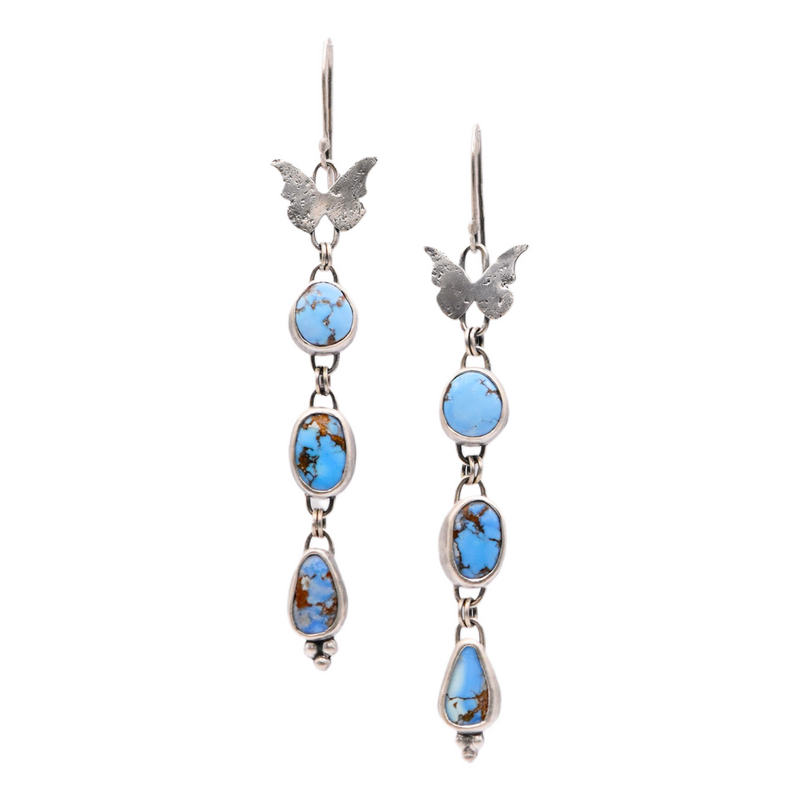 Golden Hills Turquoise & Sterling Silver Butterfly Dangle Earrings