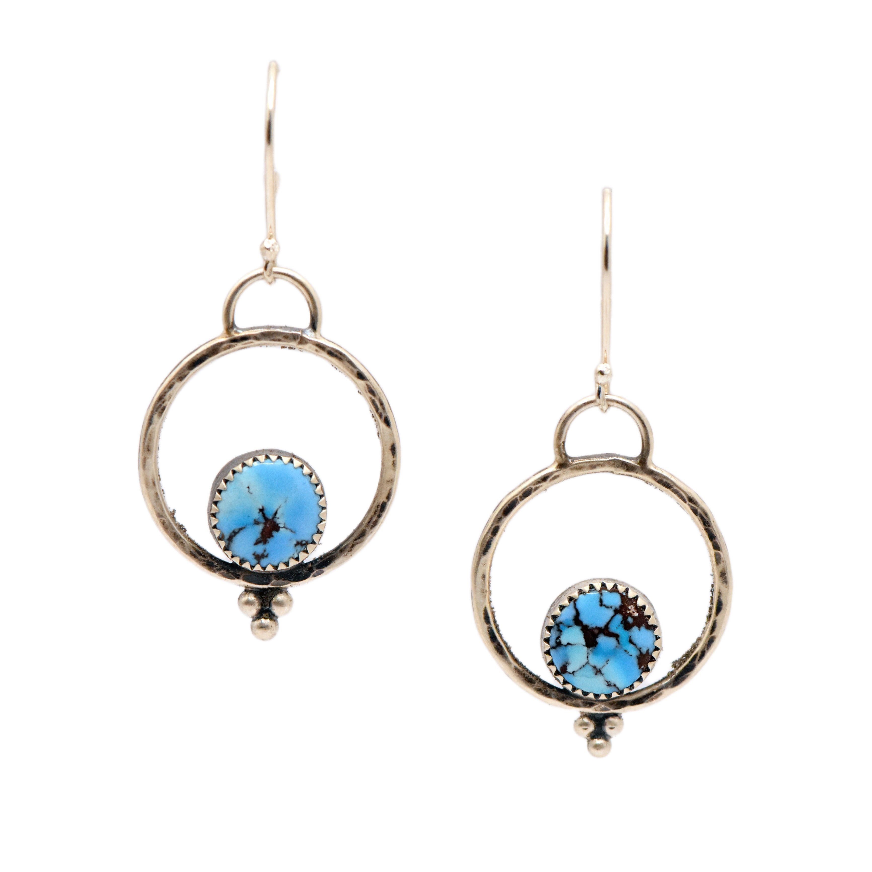 Golden Hills Turquoise & Sterling Silver Hoops Earrings