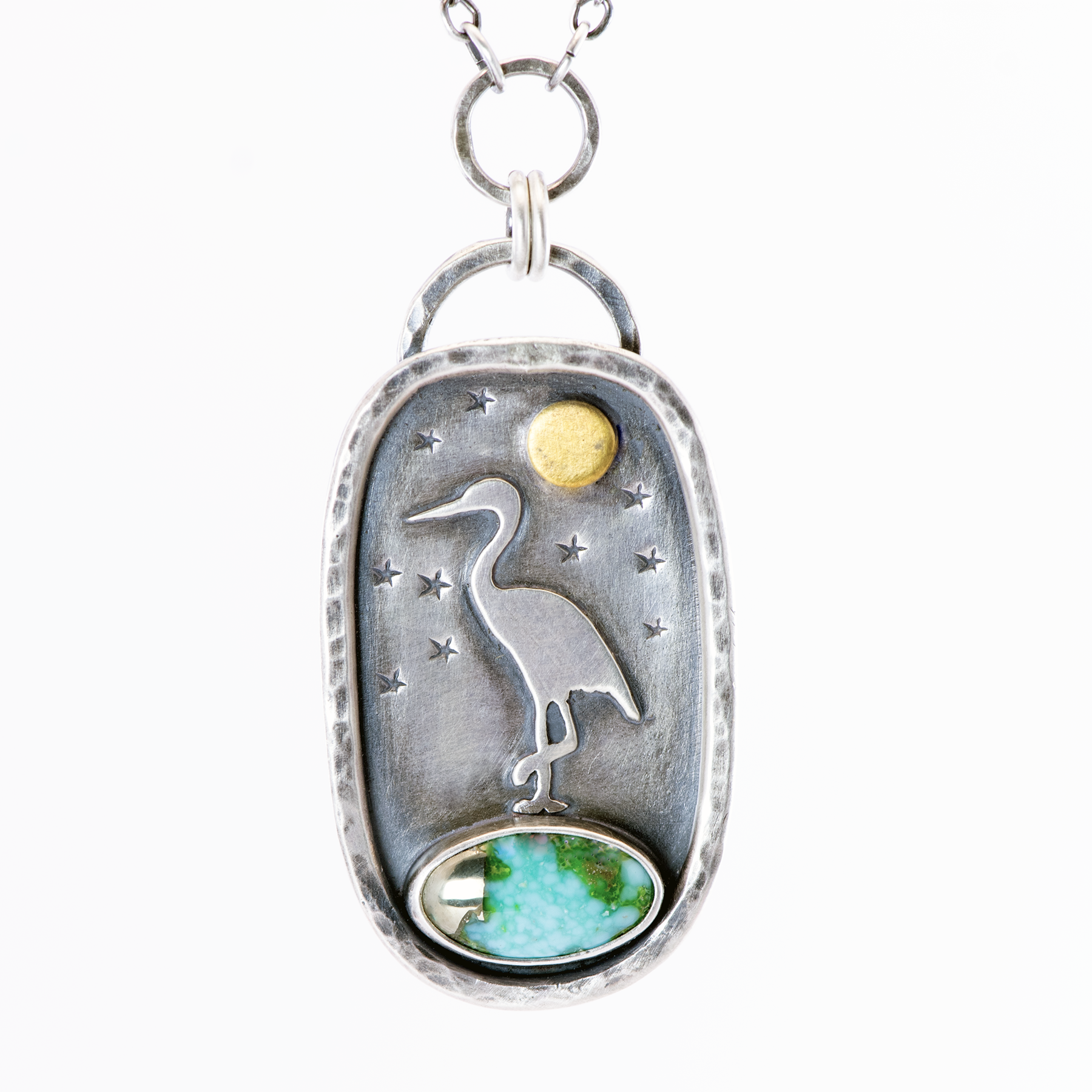 The Moonrise Heron Pendant — Forest Moon Collection