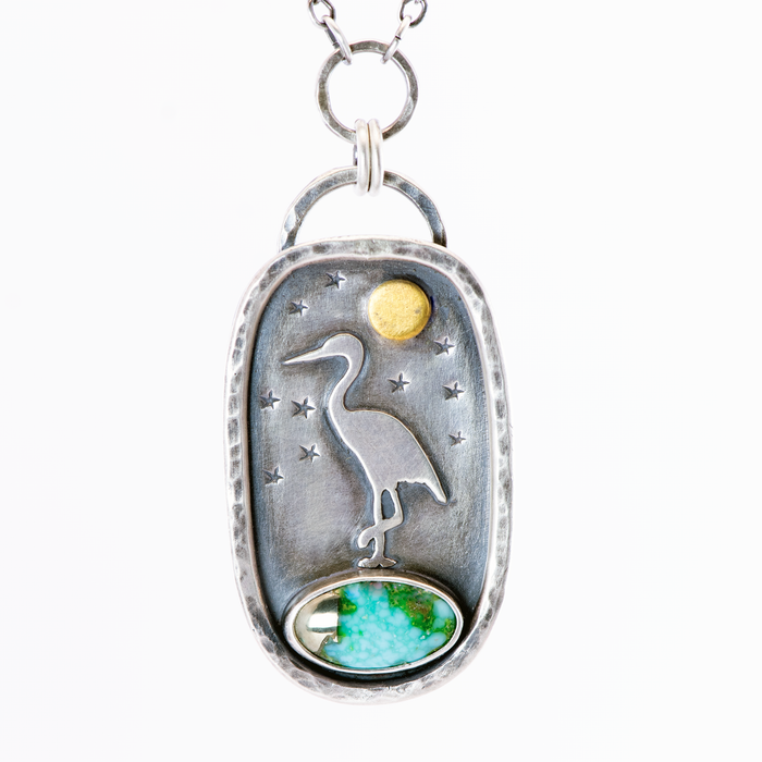The Moonrise Heron Pendant — Forest Moon Collection