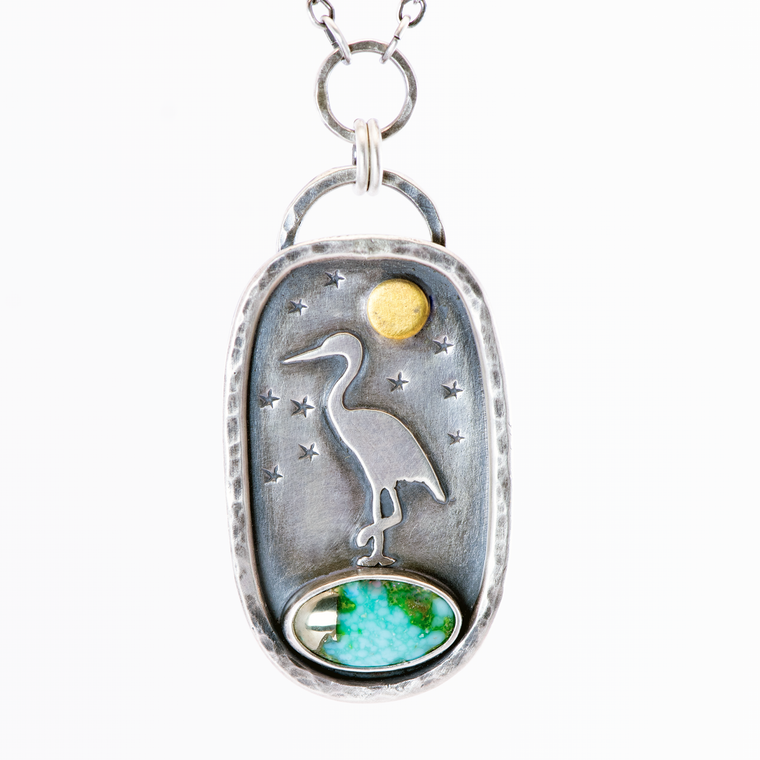 The Moonrise Heron Pendant — Forest Moon Collection