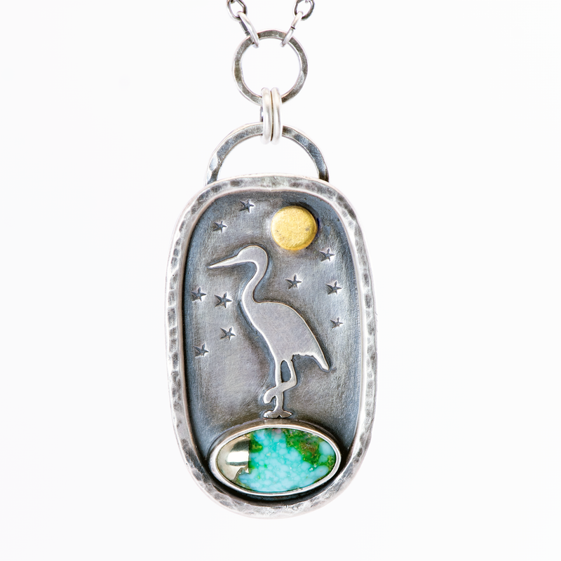 The Moonrise Heron Pendant — Forest Moon Collection