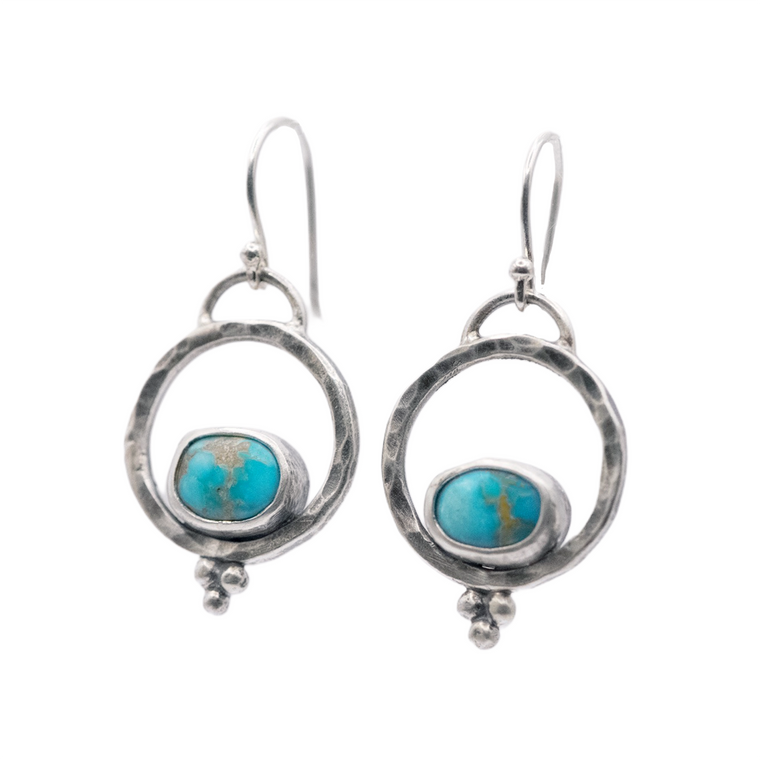 Sonoran Mountain Turquoise & Sterling Silver Orbit Earrings