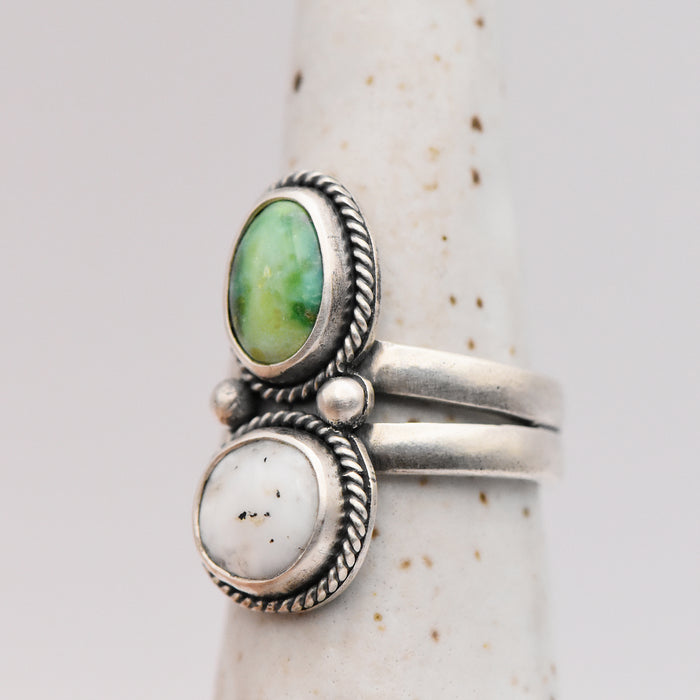 Verde Valley & White Buffalo Turquoise Sterling Silver Ring / U.S. Size 7