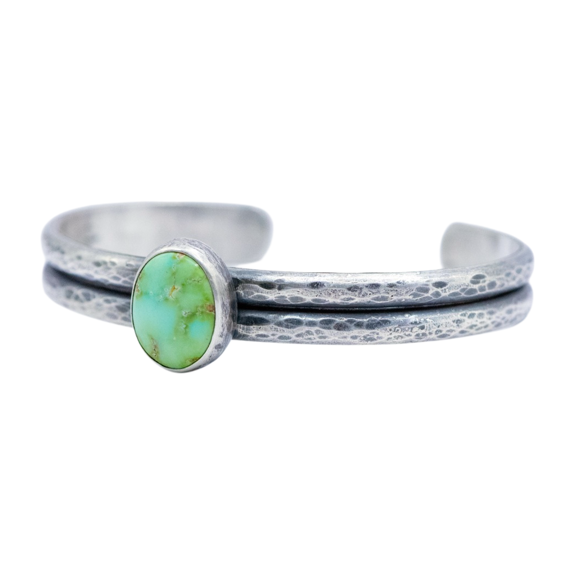 Sterling Silver Hammered Cuff with Verde Valley Turquoise