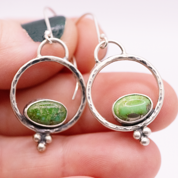 Verde Valley Turquoise & Sterling Silver Hoops Earrings